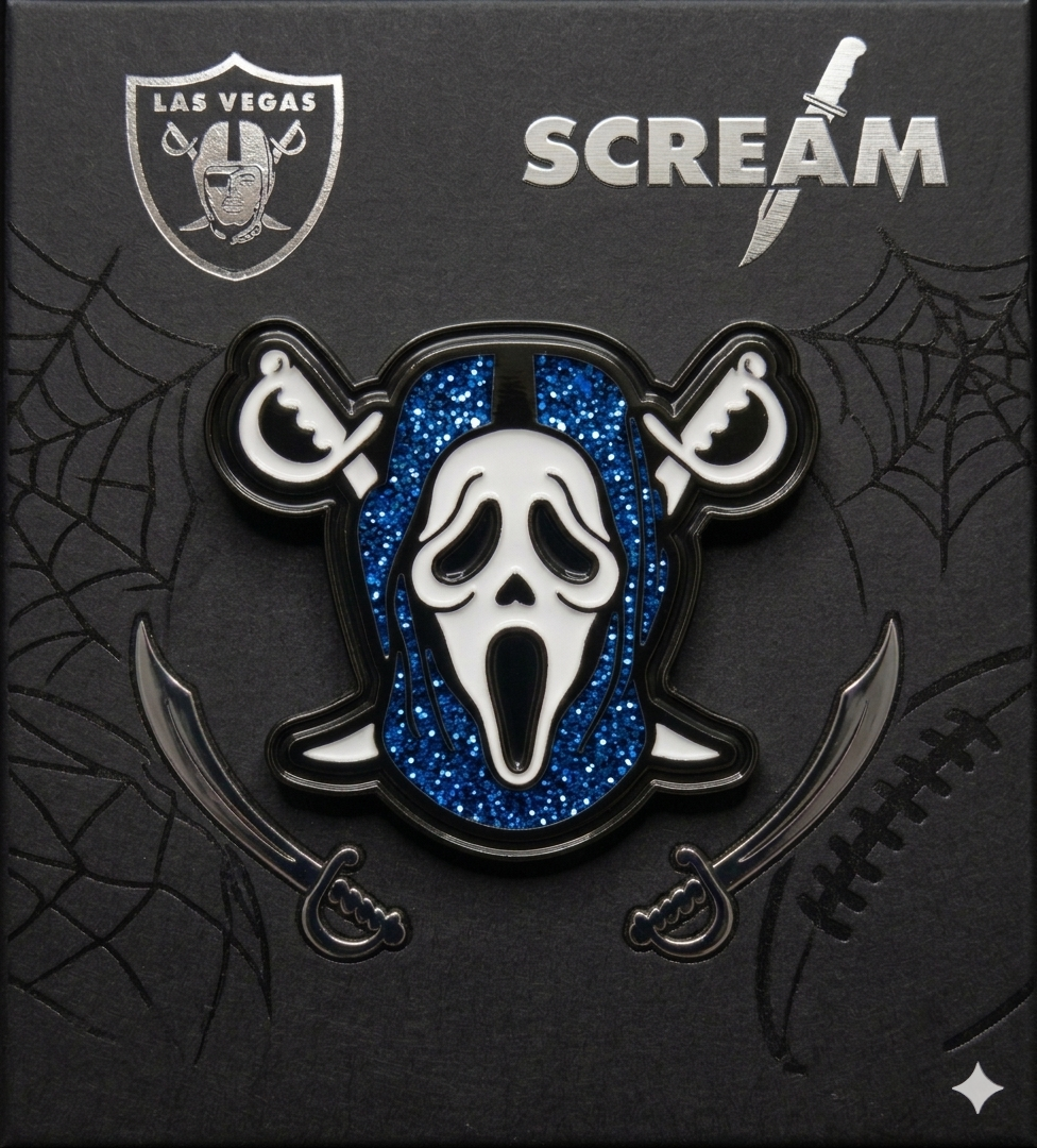 Ghostface Raider Enamel Pin + Glow (Blue)