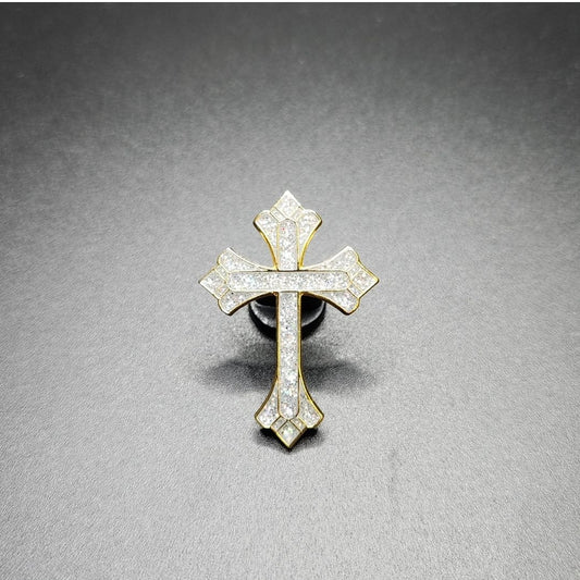 Cross Pin– Silver Metal /Silver Glitter