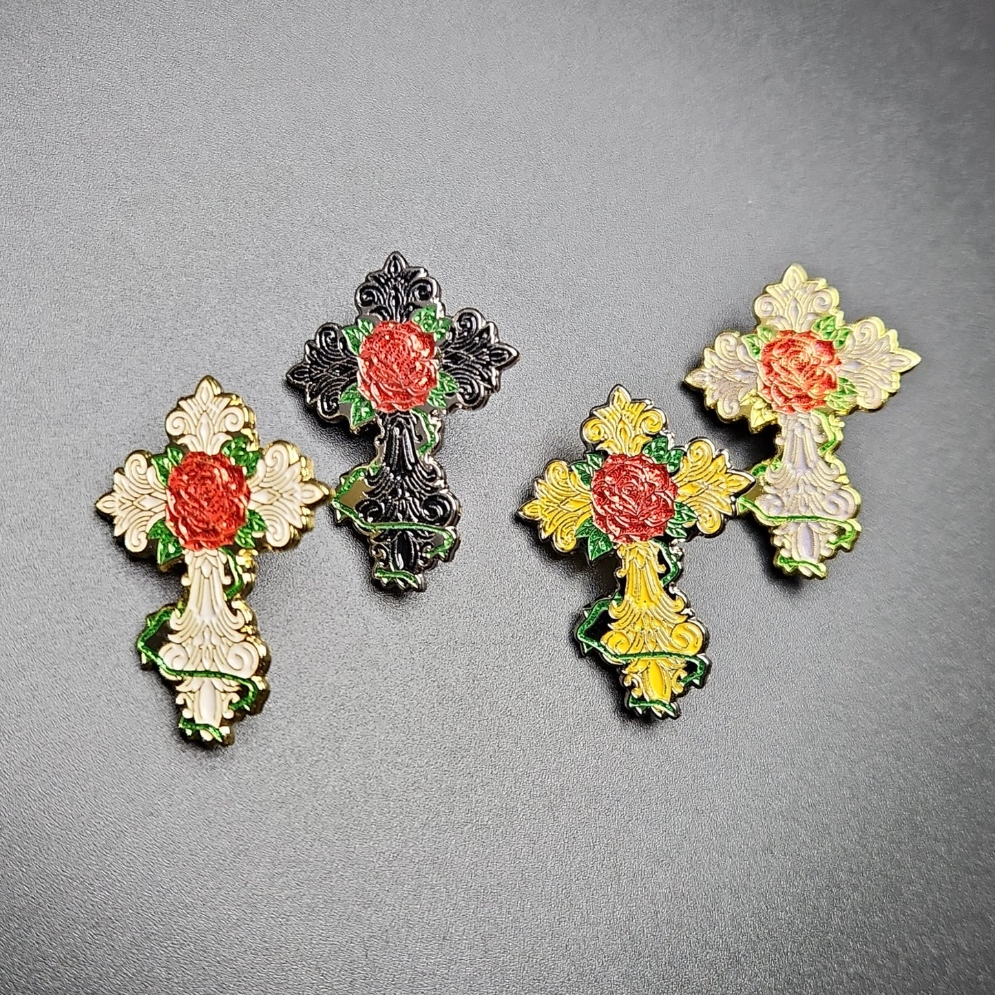 Cross Roses Pack – 4 Pins